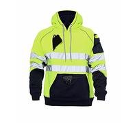 AA ESSENTAILS® Hi Vis Hoodie - Hi Viz Sweatshirt Safety Work Reflective Jumper Hoodie Tape Band Work Warm Security High Visibility Sweatshirt 3 Zipped Pocket Hooded Top (Yellow Pullover, 4X-Large)
