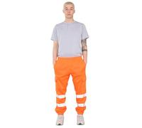 AA ESSENTAILS Hi Viz Men's Fleece Work Trousers Reflective Safety Hi Vis Joggers - Men High Visibility Combat Workwear Bottoms Pants (Orange, X-Large), XL, AAA-HVT-8744