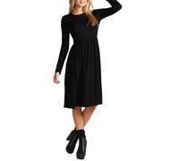 AA Essentials® Women’s Frankie Flare Swing Midi Dress Top | Ladies Long Sleeve Round Neck Casual Wear Skater Swing Flared Midi Dress Tank Top (Black, 8-10)