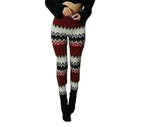 AA Essentials® Womens Knitted Tartan Winter Leggings - Ladies Xmas Soft Warm Wool Christmas Retro Trousers Pants (Aztec, 12-14)