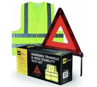AA Foldable Warning Triangle & High Vis Visibility Vest Jacket Emergency Kit New