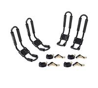 AA-Racks 2 Pair J-Bar Rack for Kayak Carrier Canoe Boat Paddle Board Surfboard Roof Top Mount on Car SUV Truck Crossbar with 16 Ft Ratchet Lashing Straps