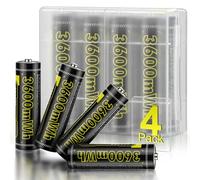 AA Rechargeable Lithium Batteries 1.5V 3600mWh High-Capacity 1000+ Cycles Ultra-Long Lasting Time Durable Cycle (Black 4-Pack Set)