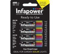 AA Rechargeable Ni-MH 600mAh 4-Pack Silver Steel Cells for Garden Solar Lights S