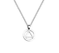 AA Recovery Necklace Alcoholics Anonymous Gift Sober Sobriety Jewelry, 19*19mm (pendant), 30mm (ring), Metal, n