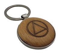 AA Sobriety Recovery Gift Personalised Engraved Silver Coated Keyring Wooden Metal Keychain in Luxury Wood Case Alcoholics Anonymous