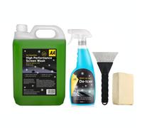 AA Winter Car Kit High Performance Screenwash 5L, Fast Acting Deicer 750 ml, Ice Scraper x 1, Chamois Demister Pad x 1 (Green)