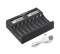 AAA 1.5V Rechargeable Lithium Battery 8-Slot Smart Charger, Fast Charging Dock for AAA Lithium Batteries, LED Indicator, Compact Design (No Batteries Included)