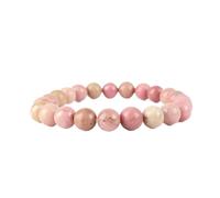 AAA Anagha Jewels Natural Pink Rhodonite Gemstone Beaded Unisex Stretch Bracelet Handmade Healing Gemstone Waterproof Bracelet , Durable And Comfort For Dailywear Elastic Bracelet For Activates Heart