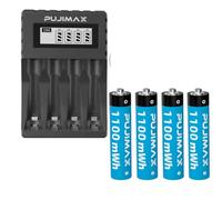 AAA Batteries 1.5V AAA Rechargeable Lithium Batteries 1100mWh High Capacity -4 Slot Charger & 4Pcs Battery