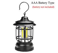 (AAA Battery Type) Mini Retro Camping Lantern USB Rechargeable Haning Hook Night Light Battery Powered Tent Table Light For Outdoor Emergency