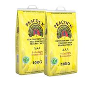 AAA Grade Thai Hom Mali Fragrant Rice with Natural Jasmine Aroma, Authentic Asian Grain, 10kg Pack of 2