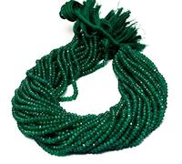 AAA Green Onyx 3mm-4mm Faceted Rondelle Beads | 13inch Strand | Natural Green Onyx Semi Precious Gemstone Loose Beads for Jewelry Making |