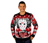 AAA Merchandise Friday The 13th: Christmas Sweater Jumper (UK, Alpha, XXL, Regular, Regular) Red