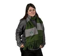 AAA Merchandise Harry Potter Slytherin Scarf - Bold Striped House Design with Crest - Green Grey Knitted Winter Accessory - HP Gifts for Men Women Adults Kids