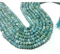 AAA QUALITY NATURAL LARIMAR FACETED RONDELLE LOOSE GEMSTONE BEADS 13"INCH, LARIMAR STONE 4MM-5MM