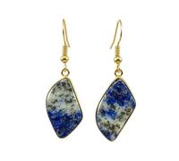 AA Rare Natural Lapis Lazuli Gemstone Dangle Earring Fancy Shape Blue Color Gold Plated Stud 23X12mm Drop Boho Statement Chakra Handmade Jewelry |LK_LPE_00078