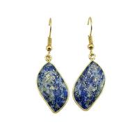 AA Rare Natural Lapis Lazuli Gemstone Dangle Earring Fancy Shape Blue Color Gold Plated Stud 23X12mm Drop Boho Statement Chakra Handmade Jewelry |LK_LPE_00144