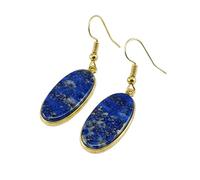 AA Rare Natural Lapis Lazuli Gemstone Dangle Earring Oval Shape Blue Color Gold Plated Stud 23X10mm Drop Boho Statement Chakra Handmade Jewelry |LK_LPE_00021