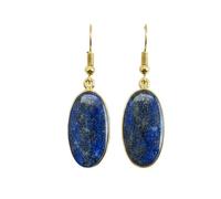 AA Rare Natural Lapis Lazuli Gemstone Dangle Earring Oval Shape Blue Color Gold Plated Stud 24X12mm Drop Boho Statement Chakra Handmade Jewelry |LK_LPE_00117