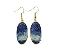 AA Rare Natural Lapis Lazuli Gemstone Dangle Earring Oval Shape Blue Color Gold Plated Stud 29X15mm Drop Boho Statement Chakra Handmade Jewelry |LK_LPE_00133