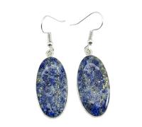 AA Rare Natural Lapis Lazuli Gemstone Dangle Earring Oval Shape Blue Color Silver Plated Stud 27X14mm Drop Boho Statement Chakra Handmade Jewelry |LK_LPE_00015