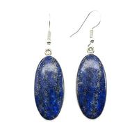 AA Rare Natural Lapis Lazuli Gemstone Dangle Earring Oval Shape Blue Color Silver Plated Stud 29X13mm Drop Boho Statement Chakra Handmade Jewelry |LK_LPE_00014