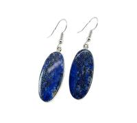 AA Rare Natural Lapis Lazuli Gemstone Dangle Earring Oval Shape Blue Color Silver Plated Stud 31X13mm Drop Boho Statement Chakra Handmade Jewelry |LK_LPE_00057