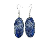 AA Rare Natural Lapis Lazuli Gemstone Dangle Earring Oval Shape Blue Color Silver Plated Stud 33X15mm Drop Boho Statement Chakra Handmade Jewelry |LK_LPE_00048