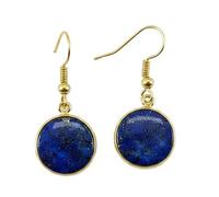 AA Rare Natural Lapis Lazuli Gemstone Dangle Earring Round Shape Blue Color Gold Plated Stud 15X15mm Drop Boho Statement Chakra Handmade Jewelry |LK_LPE_00054