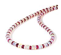 AAA Ruby Gemstone Beads Necklace Natural Ethiopian Opal Plain Smooth Rondelles Necklace October Birthstone Pink Ruby Beaded Jewelry Opal Ruby Necklace