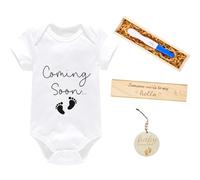 AAA Surprise Keepsake Box for Dad Pregnancy Test Wooden Baby Announcement Coming Baby Announcement CCC Pregnancy Bodysuit Gift Set for Husband Grandparents