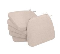 AAAAAcessories D-Shaped Chair Cushions, 2" Thick Dining Chair Pads with Ties and Removable, Machine-Washable Cover, 17" x 16", Set of 6, Oatmeal Beige