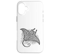 aaaBlack and White Tribal Manta Ray - for Manta Ray Fans Case for iPhone 16 Plus