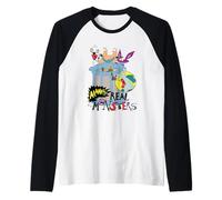 Aaahh!!! Real Monsters Group Trash Can Collage Cartoon Raglan Baseball Tee
