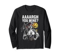 AAARGH You Mine Pirate Woman with Halloween Flag Long Sleeve T-Shirt