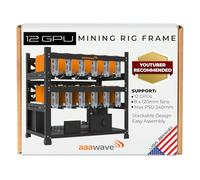 AAAwave 12GPU Mining Rig Frame - The Sluice V2 Steel Open Frame Mining Rig Case, Stackable Chassis for Crypto Coin Currency & AI Machine Learning Applications - Frame Only (Black)