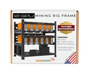 AAAwave 12GPU Mining Rig frame - The Sluice V2 Steel Open Frame Mining Rig Case, Stackable Chassis for Crypto Coin Currency & AI Machine Learning Applications