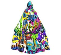 AABBfdg Colorful Spray Pattern Unisex Cosplay Costume Halloween Hooded Cape Cloak for Party Dress Up Full-Length Uniform Robe