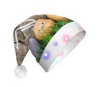 AABBfdg Easter Egg Bunny LED Santa Hat, Light Up Christmas Hat for Adults, Unisex Santa Cap for Holiday & Party