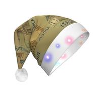 AABBfdg European Landmarks Illustrate LED Santa Hat, Light Up Christmas Hat for Adults, Unisex Santa Cap for Holiday & Party