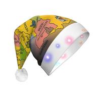 AABBfdg Germany Map With Colorful LED Santa Hat, Light Up Christmas Hat for Adults, Unisex Santa Cap for Holiday & Party