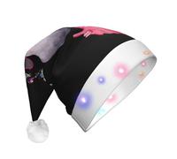 AABBfdg Hello Glasses Flamingo LED Santa Hat, Light Up Christmas Hat for Adults, Unisex Santa Cap for Holiday & Party