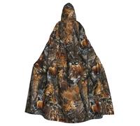 AABBfdg Hunting Deer Bear Moose Unisex Cosplay Costume Halloween Hooded Cape Cloak for Party Dress Up Full-Length Uniform Robe