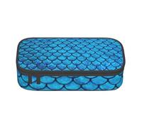 AABBfdg Large Capacity Blue Fish Scale Pencil Case, Makeup Bag, Pencil Bag, Office Supplies, College Essentials