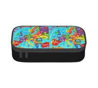 AABBfdg Large Capacity Colorful Europe Map with Icon Pencil Case, Makeup Bag, Pencil Bag, Office Supplies, College Essentials