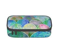 AABBfdg Large Capacity Fish Scale Ocean Wave Pencil Case, Makeup Bag, Pencil Bag, Office Supplies, College Essentials