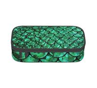 AABBfdg Large Capacity Green Fish Scales Pencil Case, Makeup Bag, Pencil Bag, Office Supplies, College Essentials