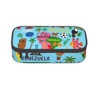 AABBfdg Large Capacity South America Map with Icons Pencil Case, Makeup Bag, Pencil Bag, Office Supplies, College Essentials