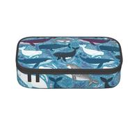 AABBfdg Large Capacity Whale Pattern Pencil Case, Makeup Bag, Pencil Bag, Office Supplies, College Essentials